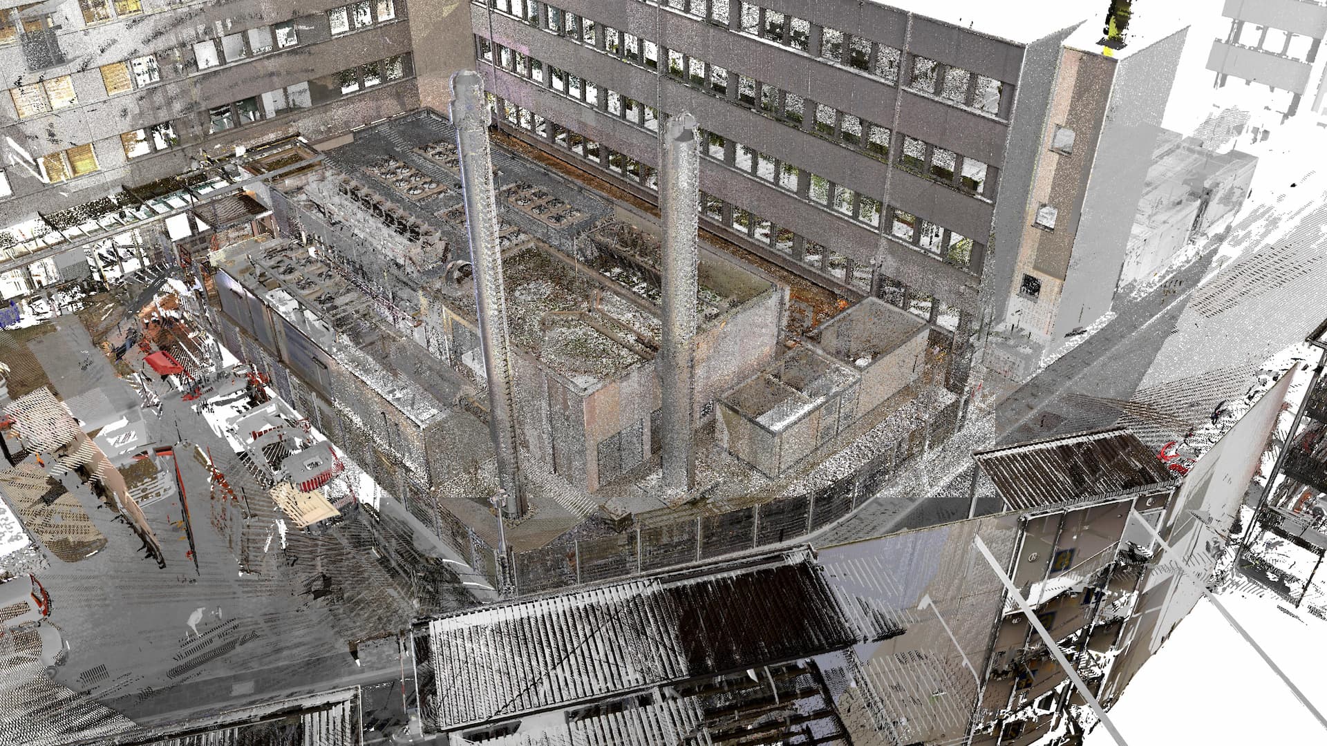 Visualisierung zum Forschungsprozess eines Gebäudes als 3D-scan